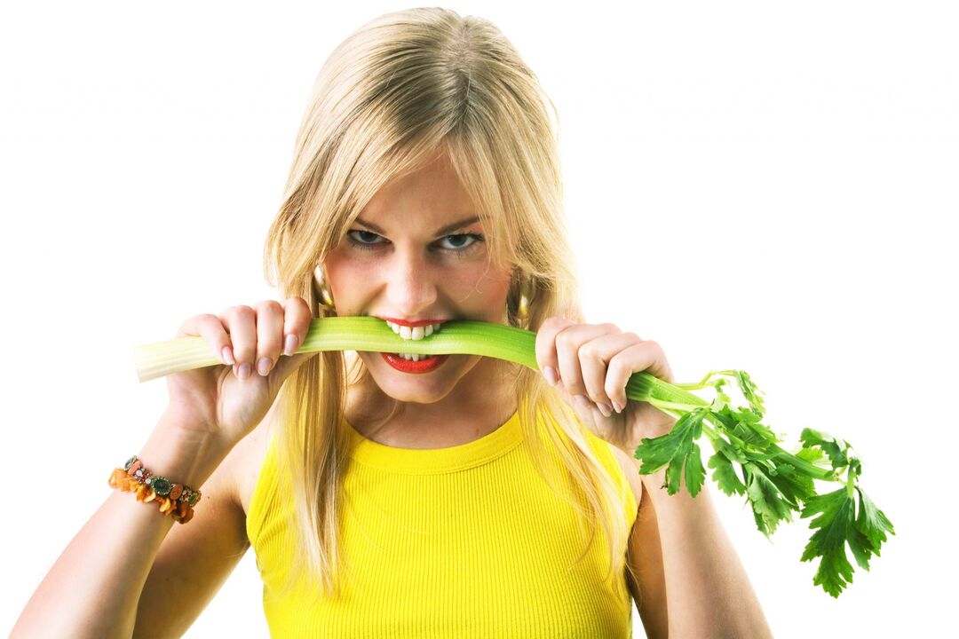 girls eat celery to lose weight
